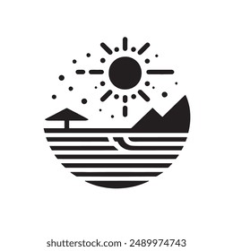 Bright Summer Time Logo Template Vector Art - Clipart with White Background