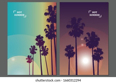 Bright summer tropic poster templates set design 
