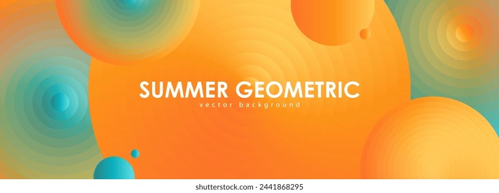 Bright summer vector abstract geometric background with circles in orange and blue tones.