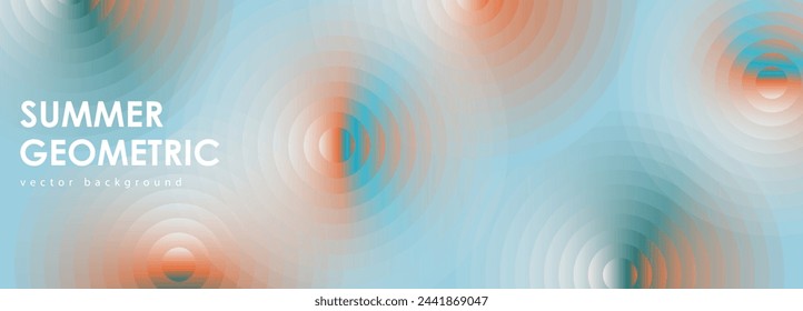 Fondo geométrico abstracto brillante del vector del verano con los círculos en los tonos anaranjados y azules.