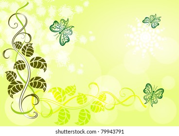 Bright summer vector card with butterflies.