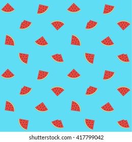 Bright summer wallpaper with watermelons. Seamless vector pattern.