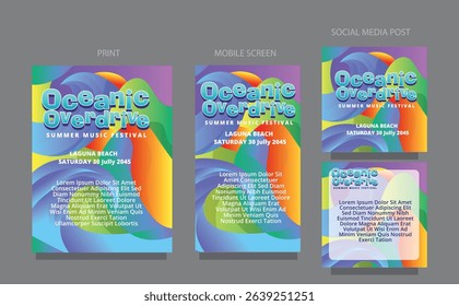 Bright Summer Wave. Clean Abstract Design for Social Media and Ads. fluid design template multiple platform for print, mobile screen and social media post vector illustration