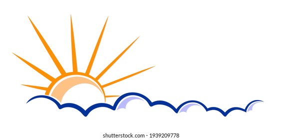 The bright sun and cloud symbol. 