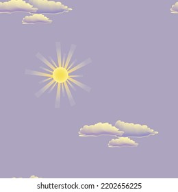 bright sun, clouds, sky. seamless pattern. vector illustration.high quality. for your design project.