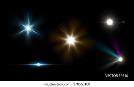 A bright sun flare or glare in vector format.