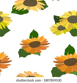 bright sun flower seamless pattern vector
