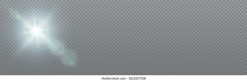 Bright sun with glare on a transparent background - Vector illustration