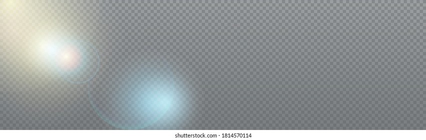 Bright sun with glare on a transparent background - Vector illustration