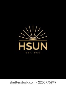 Helle Sonne mit H-Brief drinnen. Logo-Design-Symbol Helle Sonne mit H-Buchstaben innen. Logo-Design-Symbol
