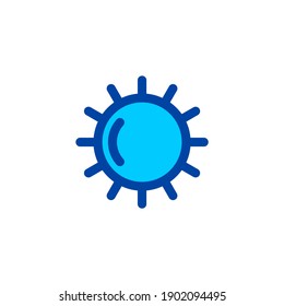 Bright sun icon in blue color style. Pixel perfect icon. Vector
