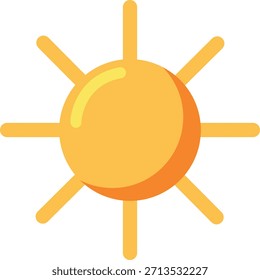 Bright sun icon illustration in flat vector style suitable for weather education children learning materials summer design and cheerful graphic projects