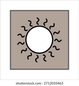 A bright sun icon with radiant rays symbolizing daylight and warmth.