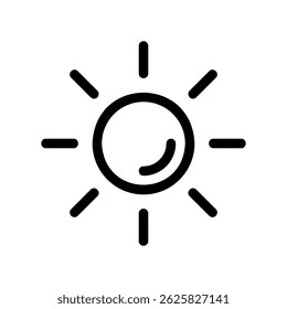 Bright Sun Icon with Radiating Rays Symbolizing Daylight and Warmth