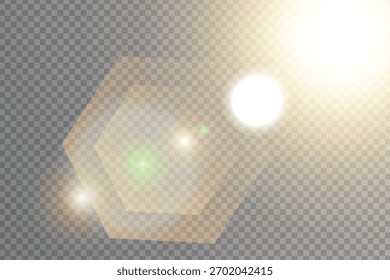 Efecto de destello de lente de sol brillante sobre un fondo gris