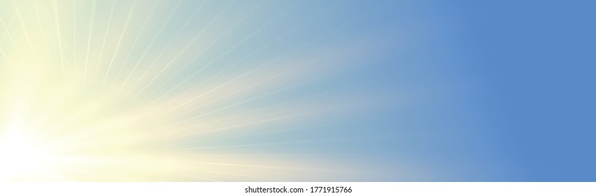 Sol brillante en un fondo azul - Ilustración