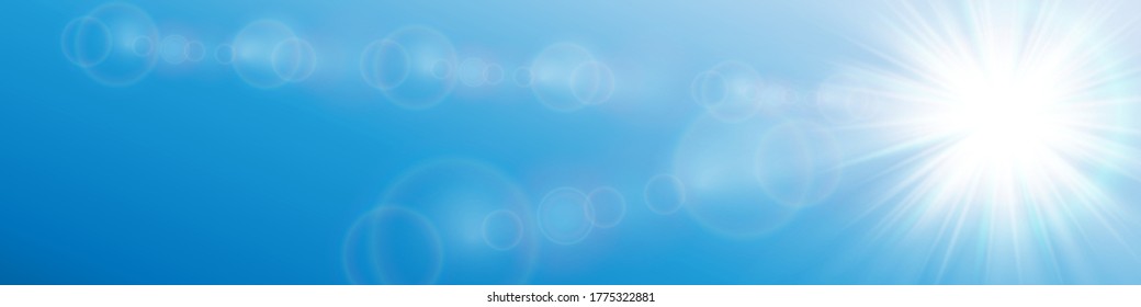 Bright sun on a blue background - Illustration