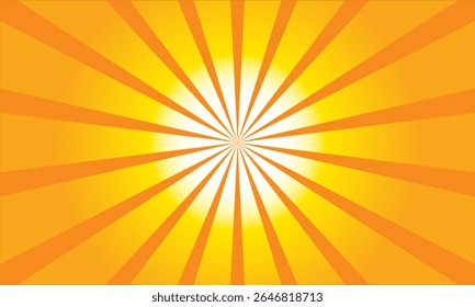 Bright Sun Rays Background Vector Orange Yellow Radial Rays Design