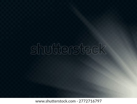 Bright sun rays emanating from the right edge on dark grid with abstract background transparent illustration transition