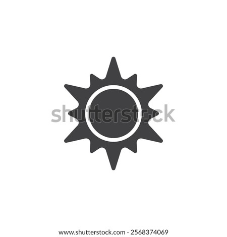 Bright sun with rays vector icon. filled flat sign for mobile concept and web design. Summer Sun glyph icon. Summer and heat symbol, logo illustration. Vector graphics