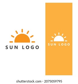 Bright Sun and sea waves icon logo symbol