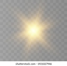 The bright sun shines with warm rays, vector illustration.