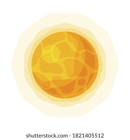 Bright Sun, Solar System Element Flat Style Vector Illustration on White Background