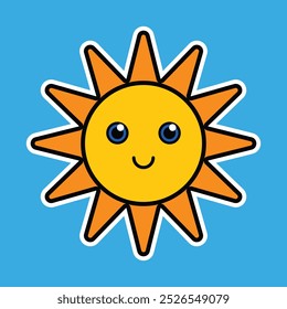 Bright Sun Sticker With Simple Rays and Bold Outline for Eye catching, Cheerful Design
