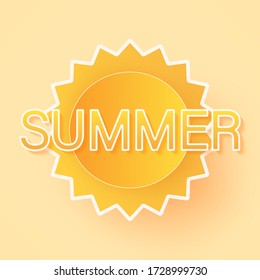 Bright sun and summer lettering, paper art style