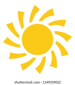
A bright sun with swirling rays symbolizing swirling sun 

