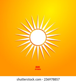 Bright sun symbol. Vector illustration icon of sun.