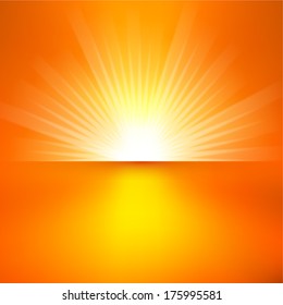 Bright sunbeams, shiny summer background with vibrant yellow & orange colors. Perfect light striped background