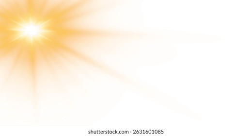 Bright Sunburst Light Effect PNG Transparent Yellow Star Flash Overlay for Energy or Explosion Design