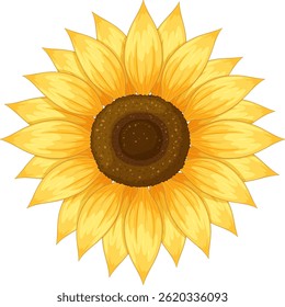 Bright sunflower illustration with detailed petals and rich colors. Perfect for nature-themed designs and creative projects