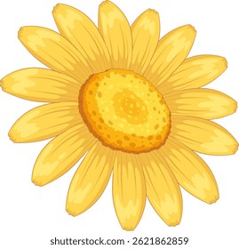 Bright sunflower illustration with detailed yellow petals and a textured center. Ideal for nature-themed designs and cheerful compositions