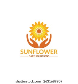 Bright sunflower logo with vibrant yellow petals, symbolizing positivity and growth. Ideal for brands wanting a cheerful, natural, and fresh identity that stands out.

