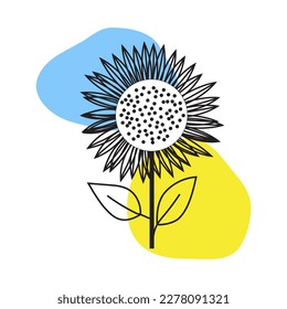 Bright sunflower. Vector background. Handmade flower. Abstract modern concept postcard or banner.