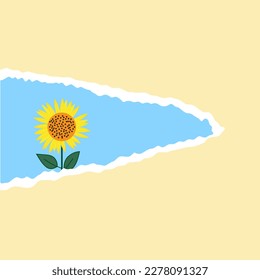 Bright sunflower. Vector background. Handmade flower. Abstract modern concept postcard or banner.