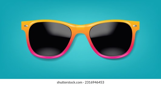 Bright Sunglasses And Mint Background With Gradient Mesh, Vector Illustration