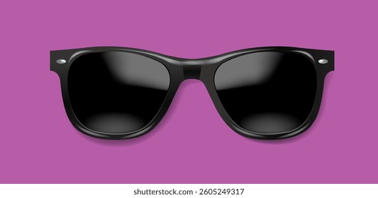 Bright Sunglasses And Violetw Background With Gradient Mesh, Vector Illustration