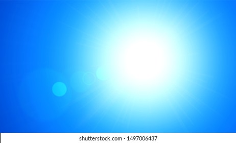 Bright sunlight in a clear blue sky, sunny weather