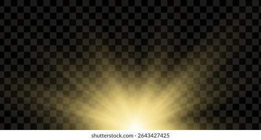 Efecto de luz solar brillante sobre fondo transparente. Elemento de Vector ligero