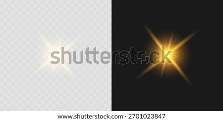 Bright sunlight flare with radiant rays and a glowing shine effect. A perfect transparent overlay to add warm, sunny light and vibrant summer energy to digital art, designs, and creative compositions.