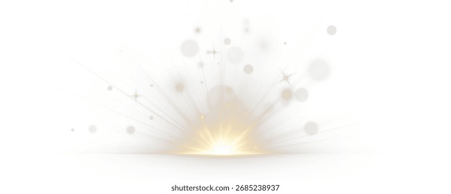 Luz solar brilhante com brilho de estrela, erupção do espaço e brilho flash.