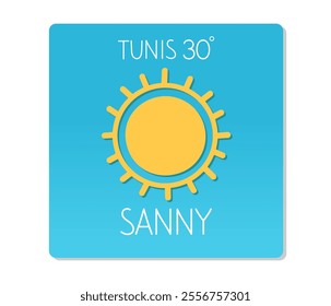 Bright sunny day in Tunis with a temperature of 30 degrees Celsius