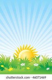 Bright sunny day, vector background