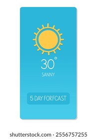 Bright sunny forecast display with temperature details for Sanny town