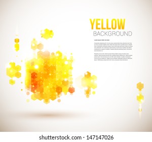 Bright and sunny page layout for your presentation. Geometric background with hexagons. Vector image.