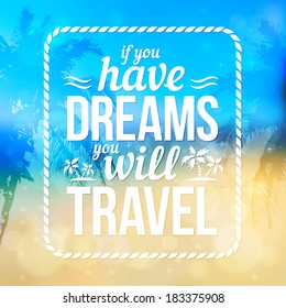 Bright sunny vector blurred beach background with text design