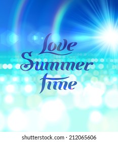Bright sunny vector blurred summer background with text design